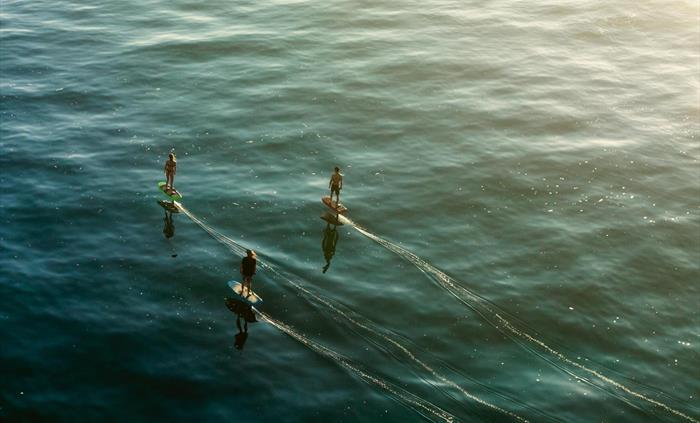 efoil riders from overhead